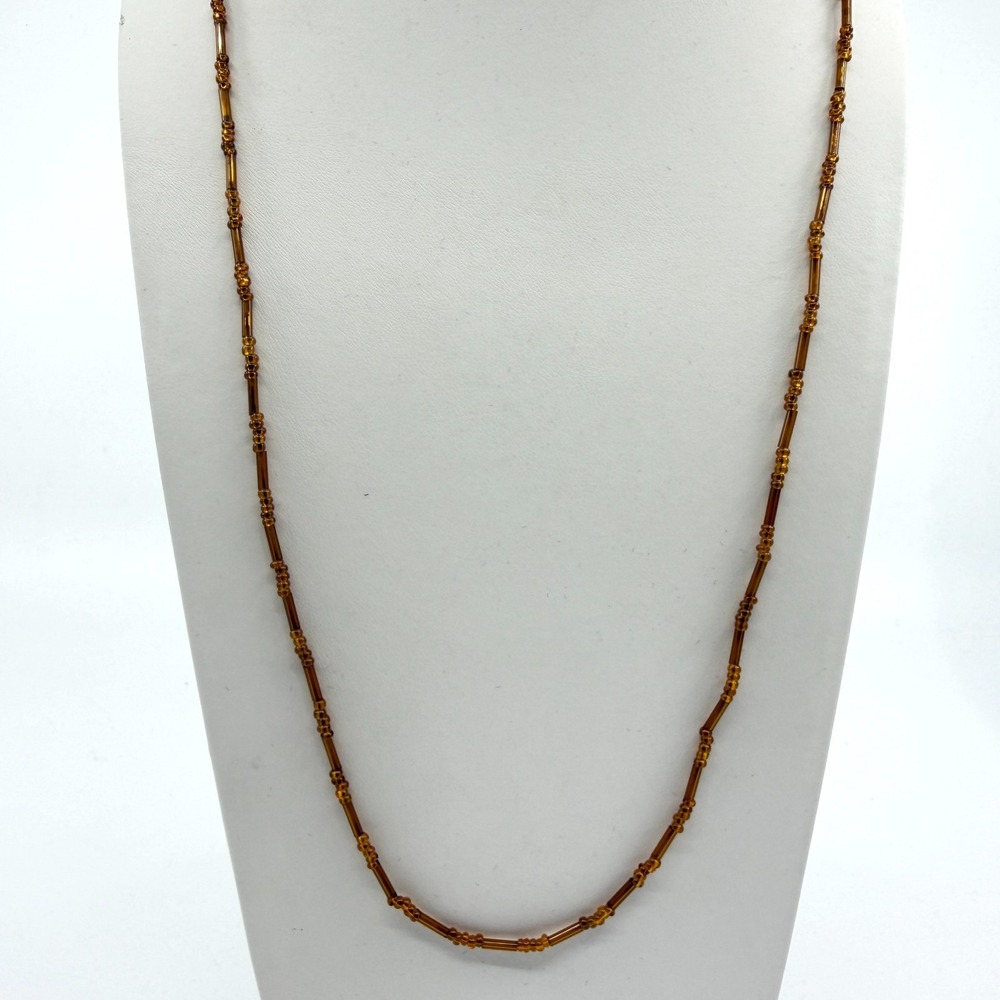 Amber Tone Glass Beaded Eyeglass Chain Holder - Festival Statement